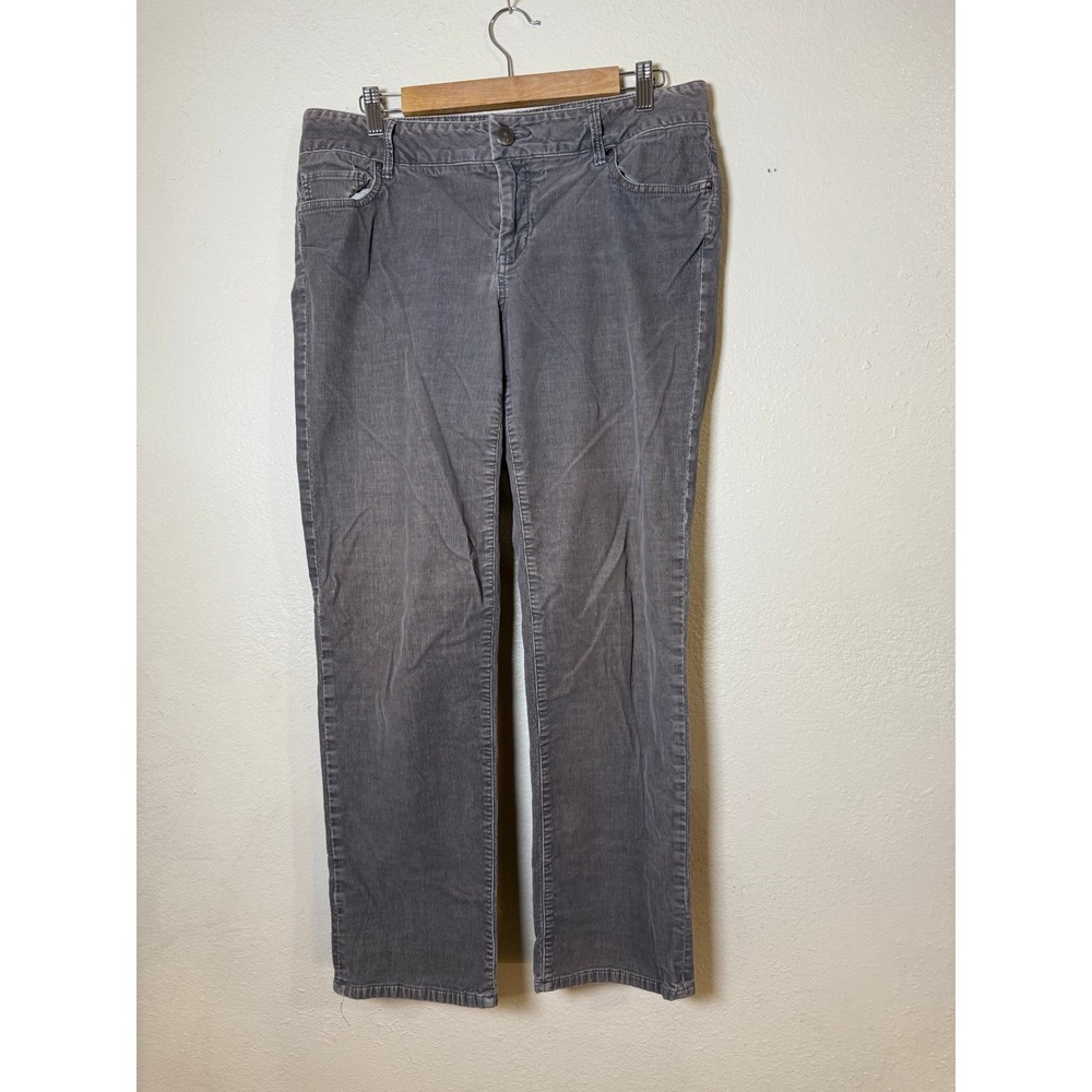 Banana Republic Women Corduroy Pants 12 Petite Grey Straight Leg Dark Academia - Picture 11 of 11